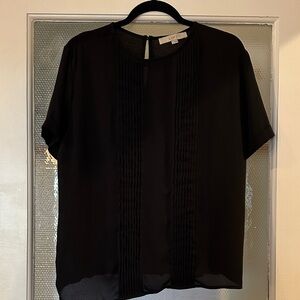 LOFT Black Pleated Blouse